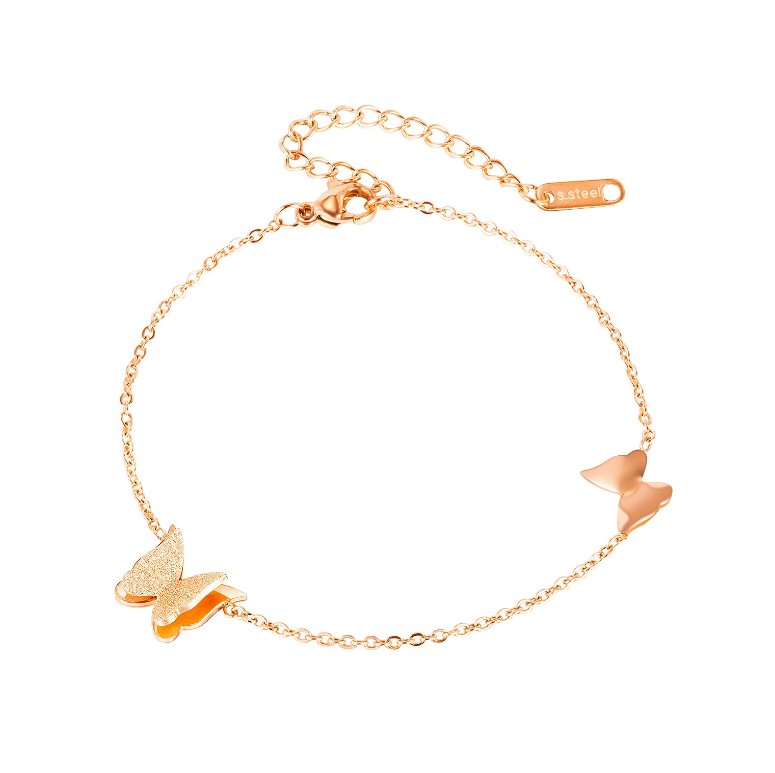 

Titanium Steel Rose Gold Butterfly Anklet Female Network Celebrity Fashion Accessories