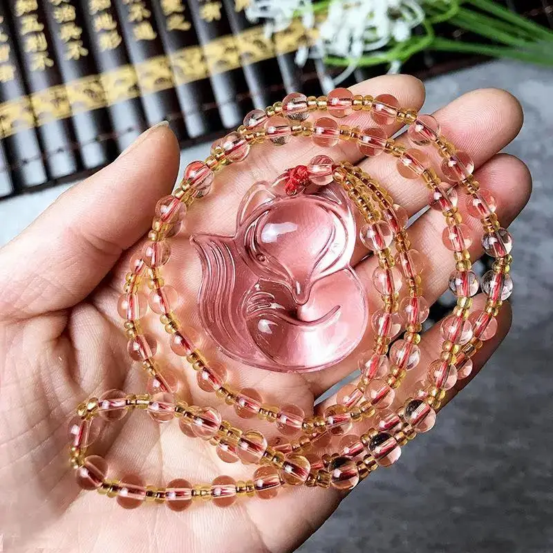 

Подвеска-цепочка свитер лиса из натурального цветного кристалла, резной амулет для мужчин и женщин, подарки, ювелирные изделия из нефрита, п...