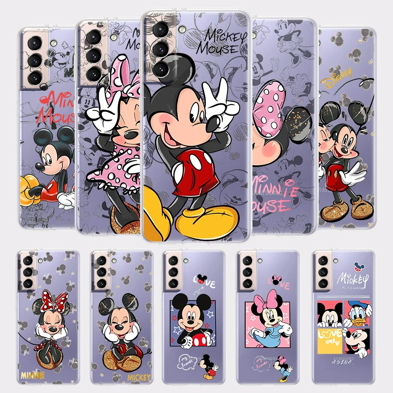 

Minnie Love Mickey For Samsung Galaxy S23 S22 S21 S20 Ultra Plus Pro S10 S9 S8 S7 4G 5G Soft Transparent Phone Case Coque Capa