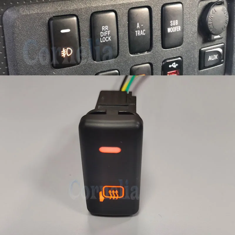 

Orange Light Car Rearview Mirror Heating Switch with Wire for Toyota Land Cruiser Hilux Prado 120 FJ CRUISE LC76 REIZ 2006-2009