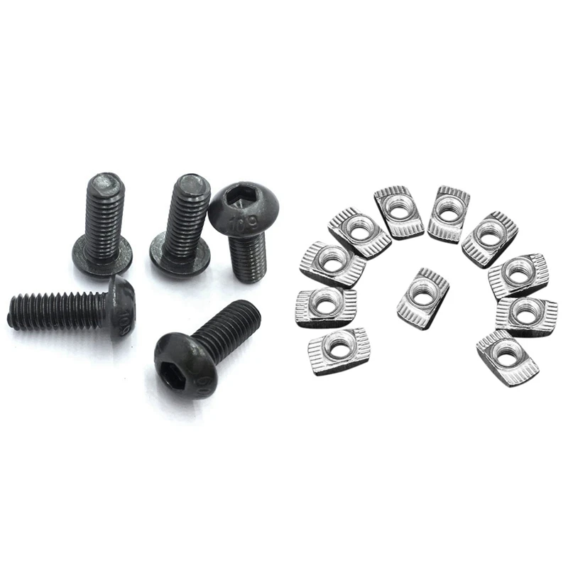 

Hot YO-100 Pcs M5 Hammer Nut T Fastener Sliding Nut & 50 Pcs M5x8mm Button Head Hex Socket Cap Screw Bolt