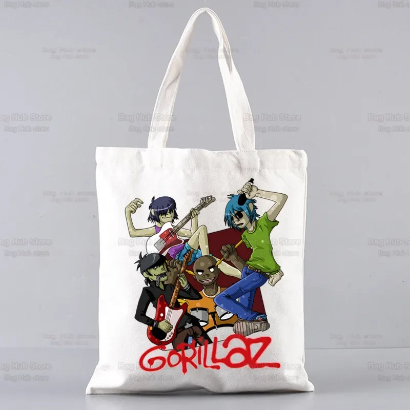 Современная большая сумка Gorillaz Music Group Tote Shopper Style Ulszang Hoolskaap с принтом