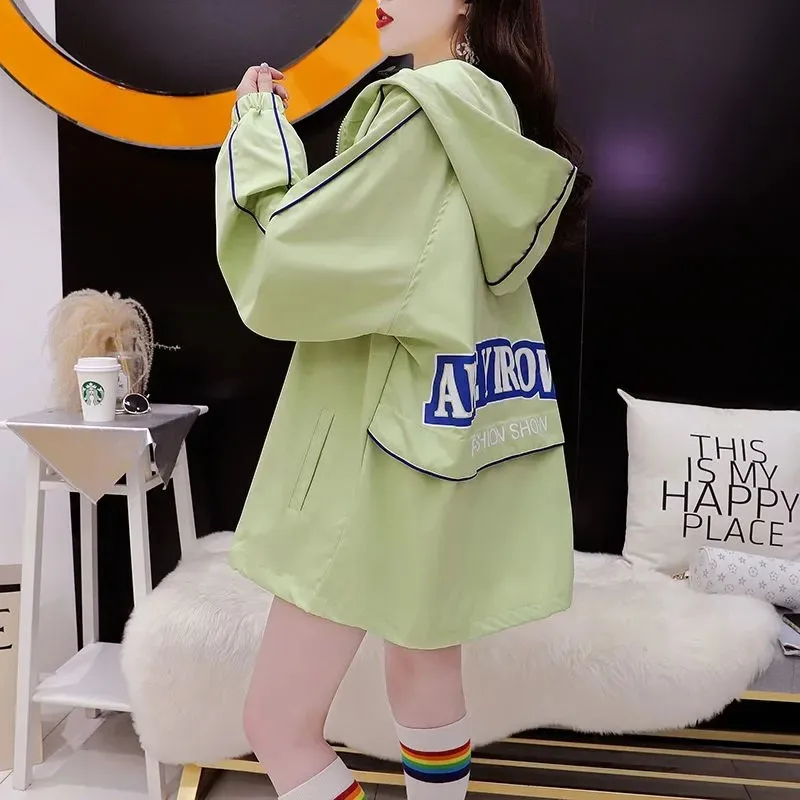 Женское тонкое пальто с капюшоном на весну и осень Свободная Женская куртка