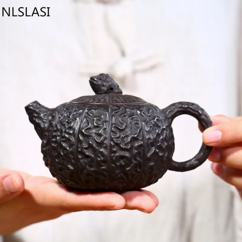 

Чайник Yixing с фильтром из фиолетовой глины, чайники Xishi, красивый чайник, чайный набор из необработанной руды и черной глины, галстук на заказ,...