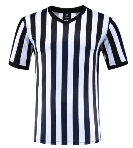

Men's Official Umpire Jersey Black and White Stripe V-Neck Referee Shirt for Basketball Football referee