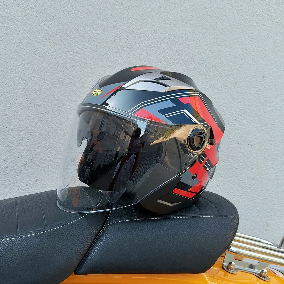 Защитный мотоциклетный шлем с открытым лицом для мужчин и женщин модный двойными
