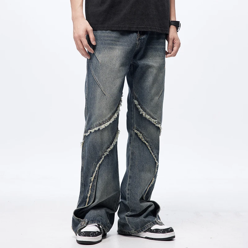 Женские и мужские джинсы-клеш с широкими штанинами свободные облегающие джинсы в