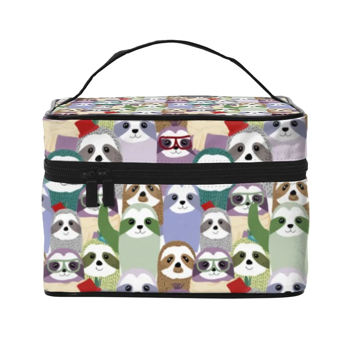 

Funny Sloths Pattern Cosmetic Bags Cute Animals Organization For Makeups Storage Organizers with Handle Home Woman's Makeup Bag
