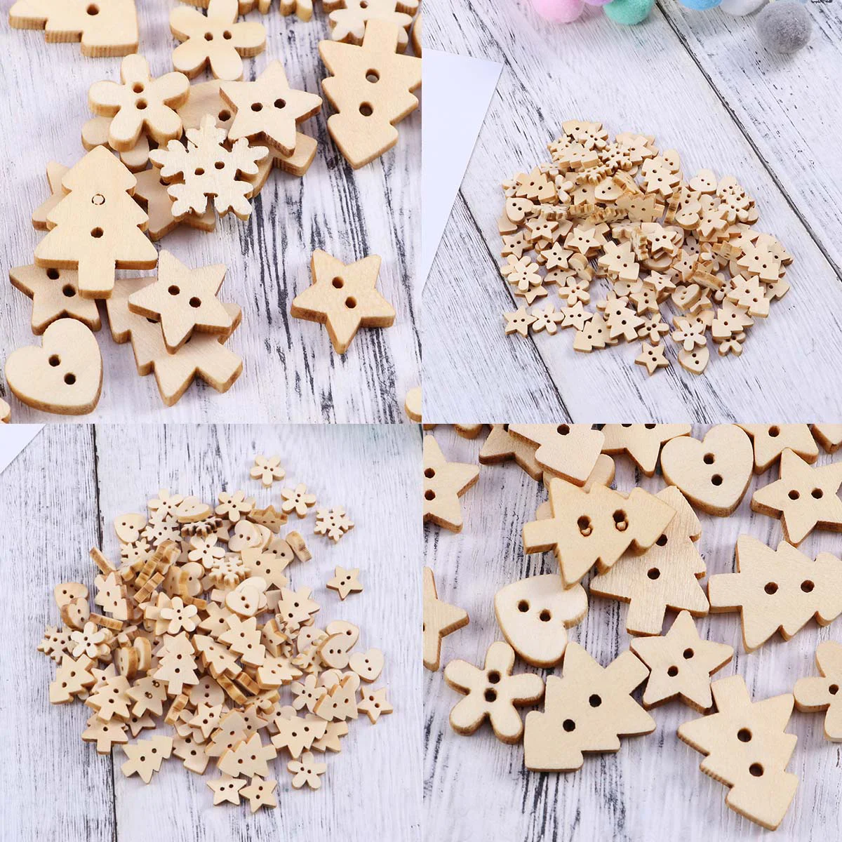 

Christmas Wooden Buttons Holes Press Buckles Ornaments4 2Snap Studs Decoration Knot Wood Crafting Diy Hand Sewing Clothing