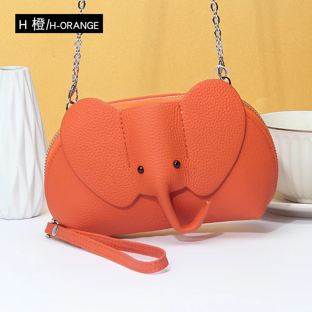 J5560 New Versatile Women Elephant Shape Top Layer Cow Leather Large Capacity Animal Design Style Crossbody Single Shoulder Bags