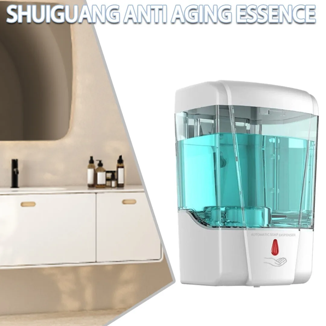 

Настенный дозатор жидкости для мыла из АБС-пластика, 700 мл, автоматический датчик, не входит в комплект, батарея, легкая установка, 4,3*3,9*6,5 дюйма