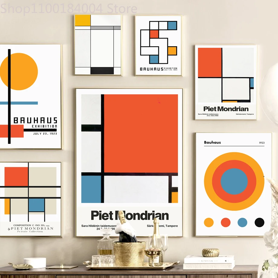 Bauhaus Piet Mondrian, геометрическое настенное искусство CanvasNordic, постеры, картина и печать, настенные картины для гостиной, современный декор