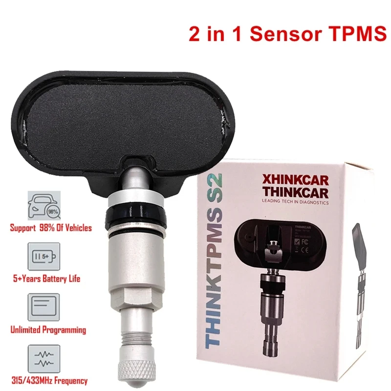 

THINKCAR 2 в 1 датчик TPMS Универсальный 315 МГц 433 МГц S2 датчик Автомобильный механический цех инструменты TPMS программируемый S 2 Датчик
