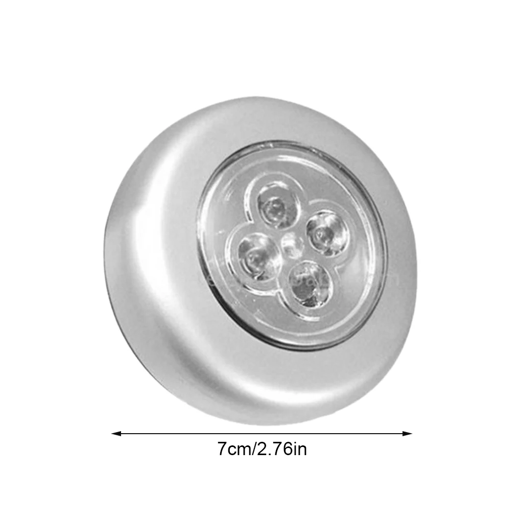 

Car Ceiling Light 4LED Round Touch Night Lamp Cordless Self-adhesive Removable Cabinet Closet Light