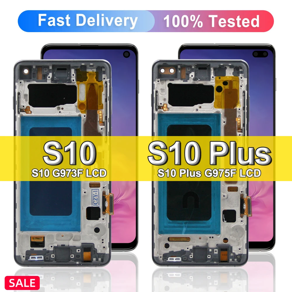Enlarge 100% Tested for samsung s10 screen replacement, with frame Touch Panel Digitizer Assembly For samsung Galaxy s10 plus display
