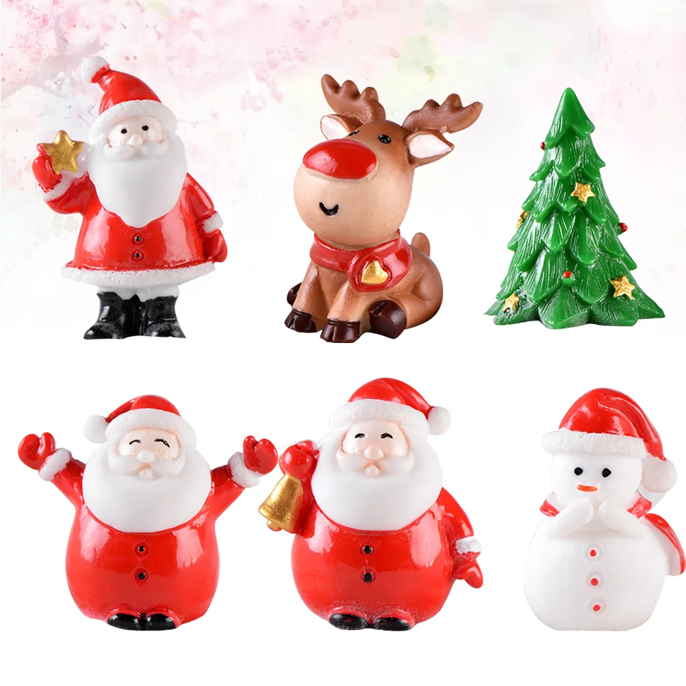 

Christmas Resin Figurines Mini Landscape Micro Ornaments Miniature Xmas Snowman Santa Claus Crafts Ornament Decorations