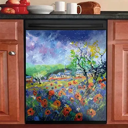 

Vivid Colors Flowers Countryside Magnetic Dishwasher Sticker,Kitchen Decorative for Refrigerator Door,Washing Machine,Cabinet De