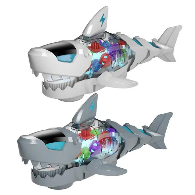 

Electric Shark Toy Electric Gear Shark Toys For Kids Sea Animal Gear Toys For Toddlers Colorful Lights And Sound Of Waves Clear