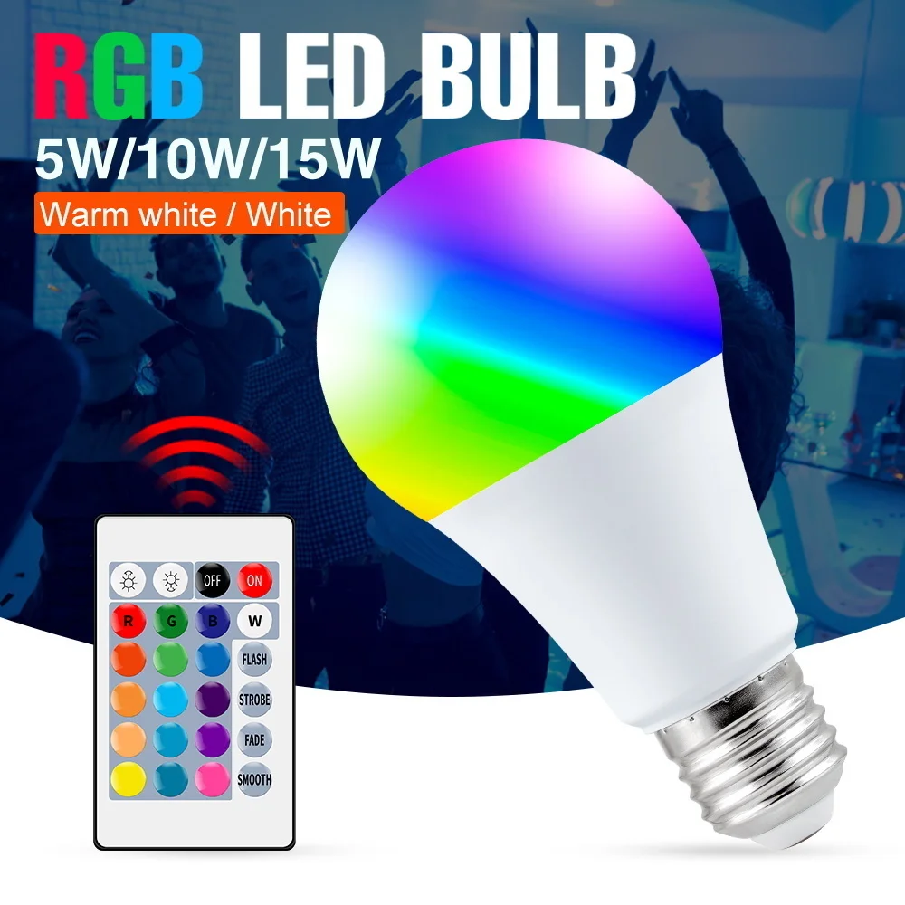 RGBW точечная 220 В светильник ная ампула E27 цветная умная лампа RGB