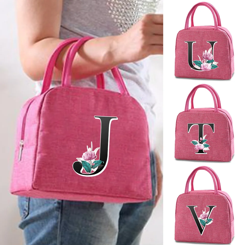 

Children Thermal Lunch Box for Food Packed Organizer Women Work Picnic Bento Insulated Lunchbox Handbag Letter Prints Cooler Bag