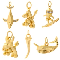 sea jewelry charms cute surf man whale diy pendant charms zircon designer jewelry making charms for earrings necklace bracelet