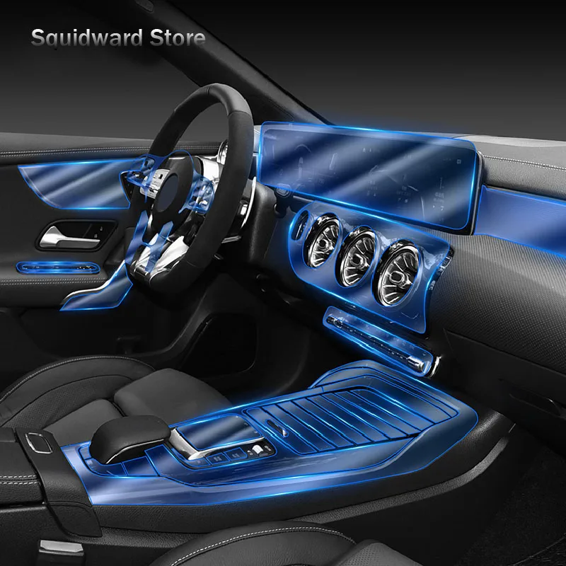 

For Mercedes Benz AMG A-Class 35 45 2019-2021Car Interior Console Gearbox Panel Film Salon Frame Cover Sticker TPU Accessories