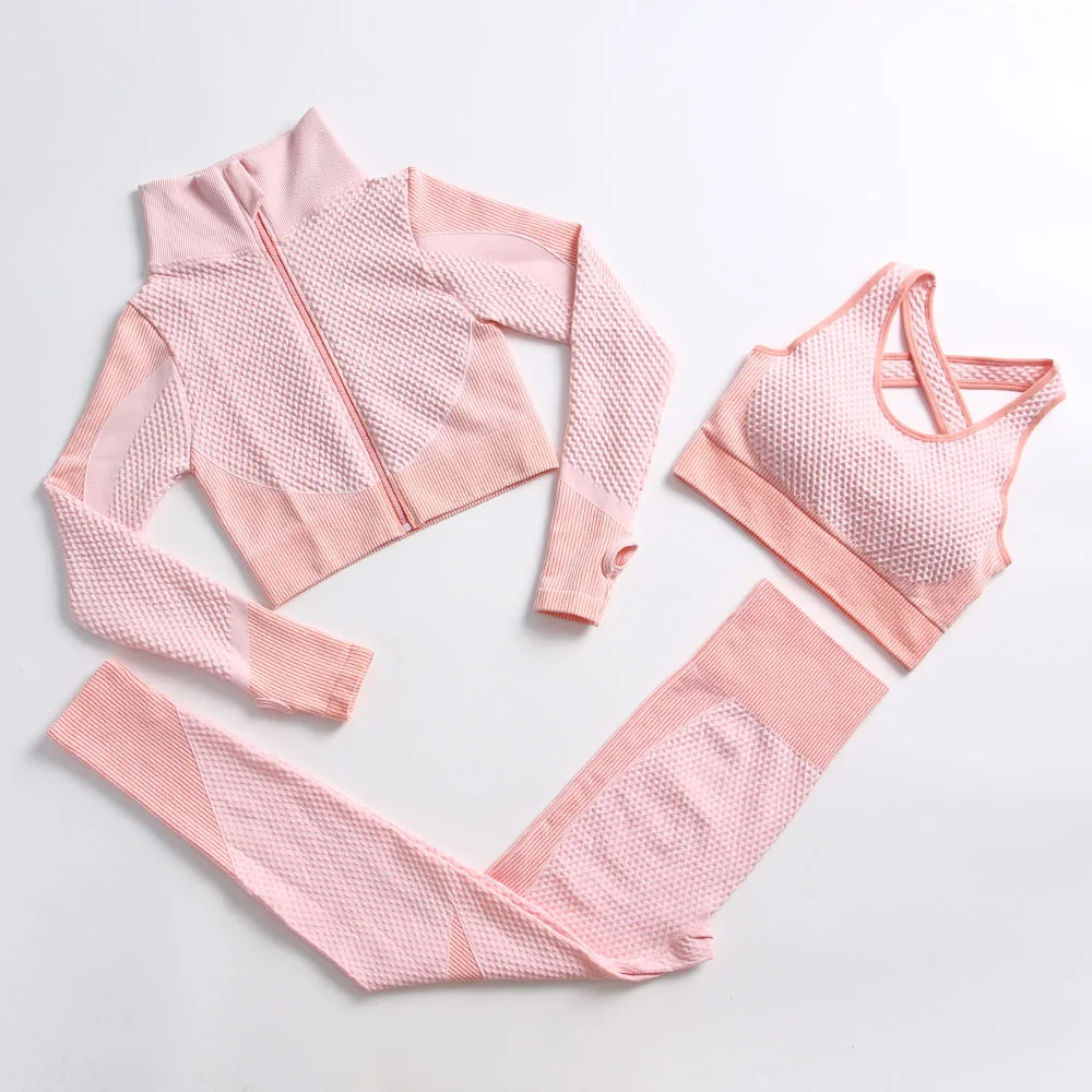 

Комплект женский бесшовный для йоги, энергетический комплект для тренировок, одежда для фитнеса, рубашка с длинным рукавом, леггинсы с высокой талией для бега и тренировок, 2/3 шт.