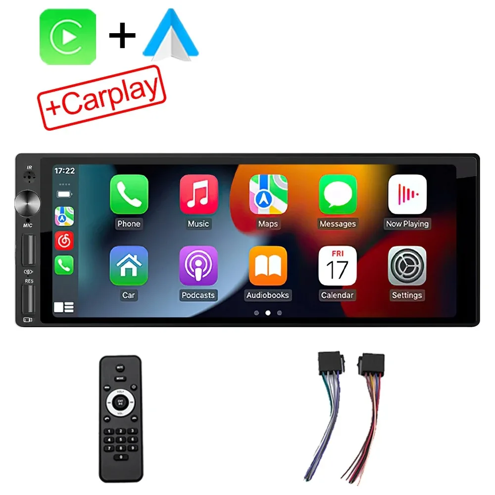 

Carplay Andriod Auto 6,86-дюймовый автомобильный аудио беспроводной Bluetooth 1din автомобильный стерео мультимедийный плеер MP5 BT AUX USB сенсорный экран аудио