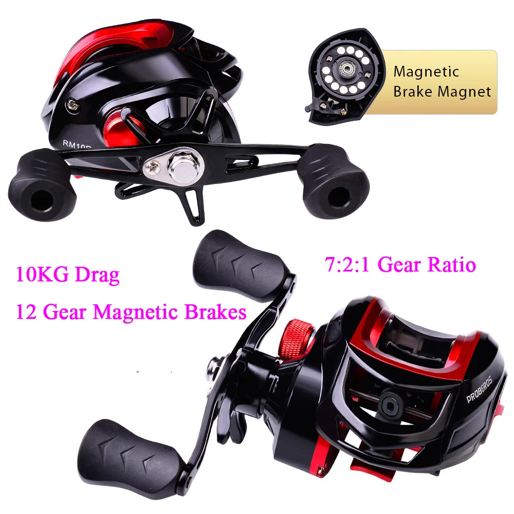 

1pcs Fishing Reel 7.2:1 High Speed 10KG Max Drag Metal Spool BaitCasting Reel 12 Magnetic Brake Fishing Wheel Fishing Reels Top