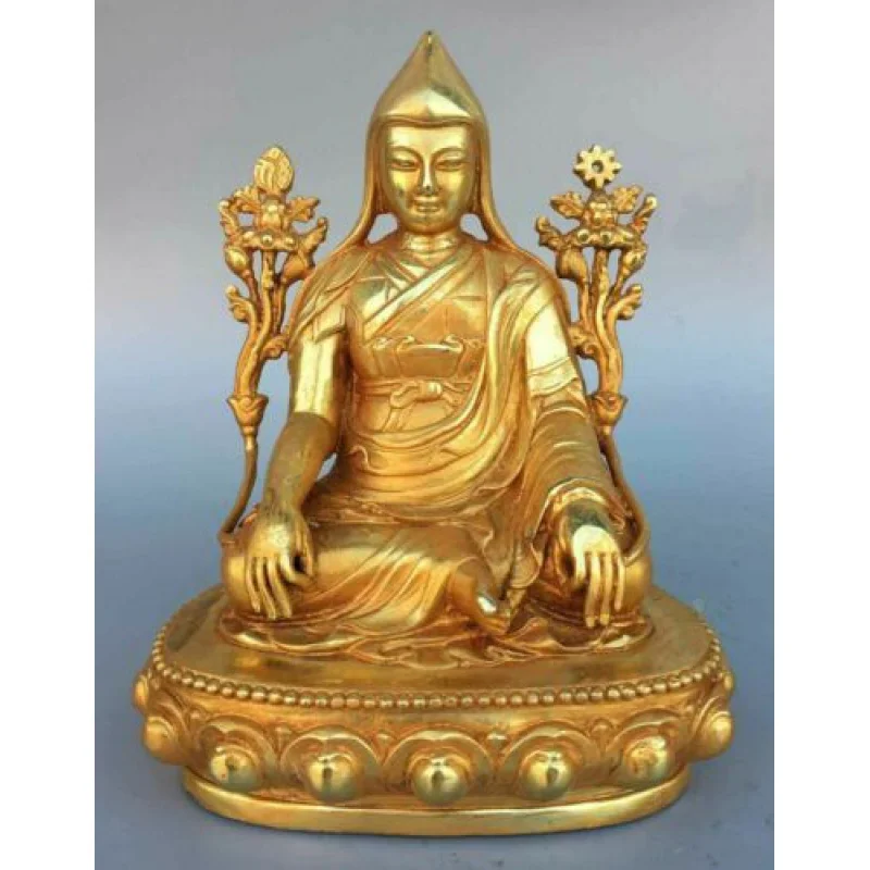 

6.8" Old dynasty Chinese Buddhism Tibet Temple Bronze 24k Gilt Buddha Statue