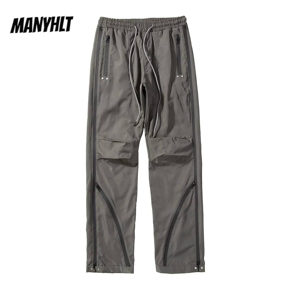 

Harajuku Hip Hop Ankle Zipper Pockets Vibe Cargo Pants Mens Drawstring Waterproof Pleated Straight Oversize Casual Trousers