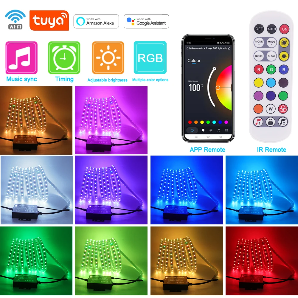 220V 110V 5050 RGB LED Strip Light Wifi Wireless 24key Remote Control White Waterproof 60led/m Flexible Led Ribbon Lights Decor - купить по