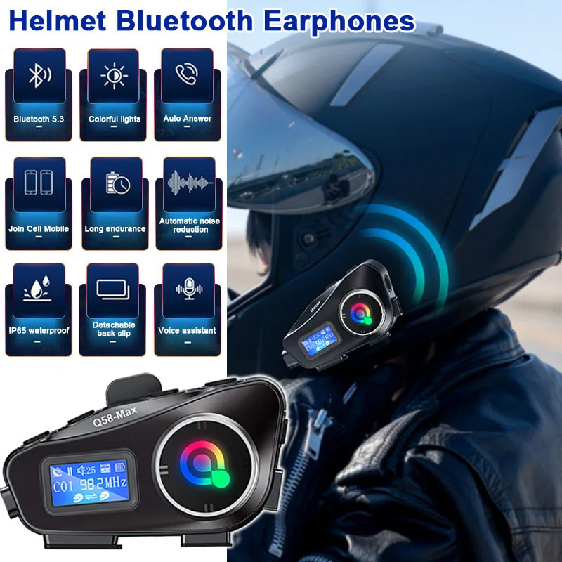 Q58 Max Мотоциклетный шлем Bluetooth-домофон IP65 Водонепроницаемый домофон Расстояние 500