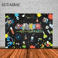 Science Party Backdrop Children Chemical Experiments Birthday Decorations School Fun Scientist Subject Cake Table Background