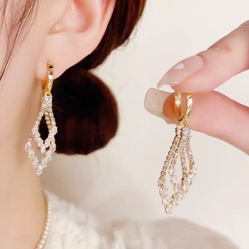 Изысканные циркониевые ромбовидные геометрические Подвесные серьги для женщин