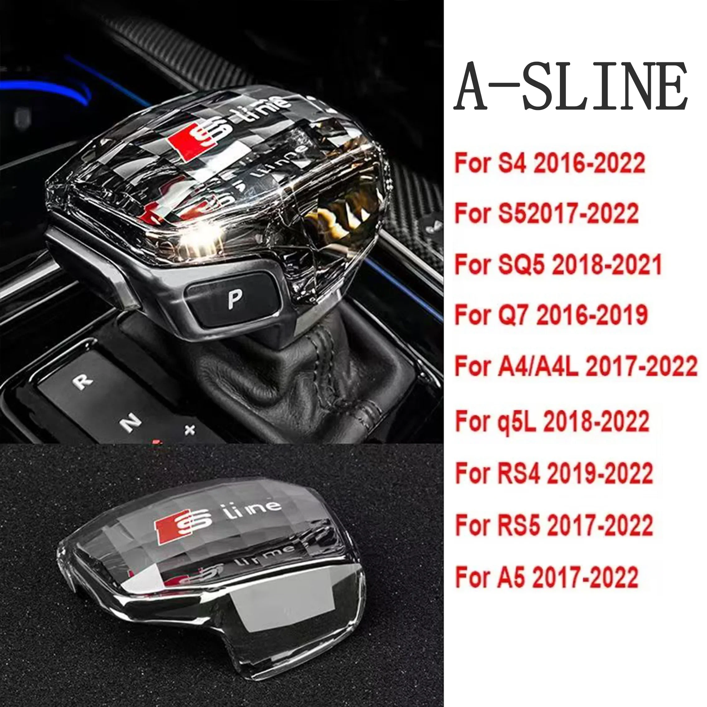 

Для Audi A4 A5 A6 A8 A7 Q5 Q7 Q8 Модифицированная хрустальная ручка автомобильной ручки переключения передач, рычаг переключения передач, декор головки с наклейкой RS Sline