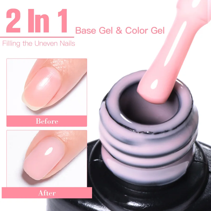 Milky Jelly White Rubber Base Gel Polish Nude Color Semi Permanent Soak Off UV LED Self-leveling Gel Varnish Manicure Nails Art