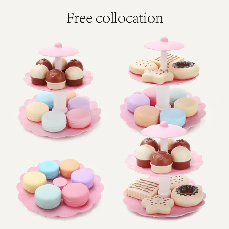 

17pcs Cake Tower Mini Cookie Food Set Plastic Kitchen Toys Girls Pretend Play Cake Cookies Dessert Tower Toy Birthday Kids Gift