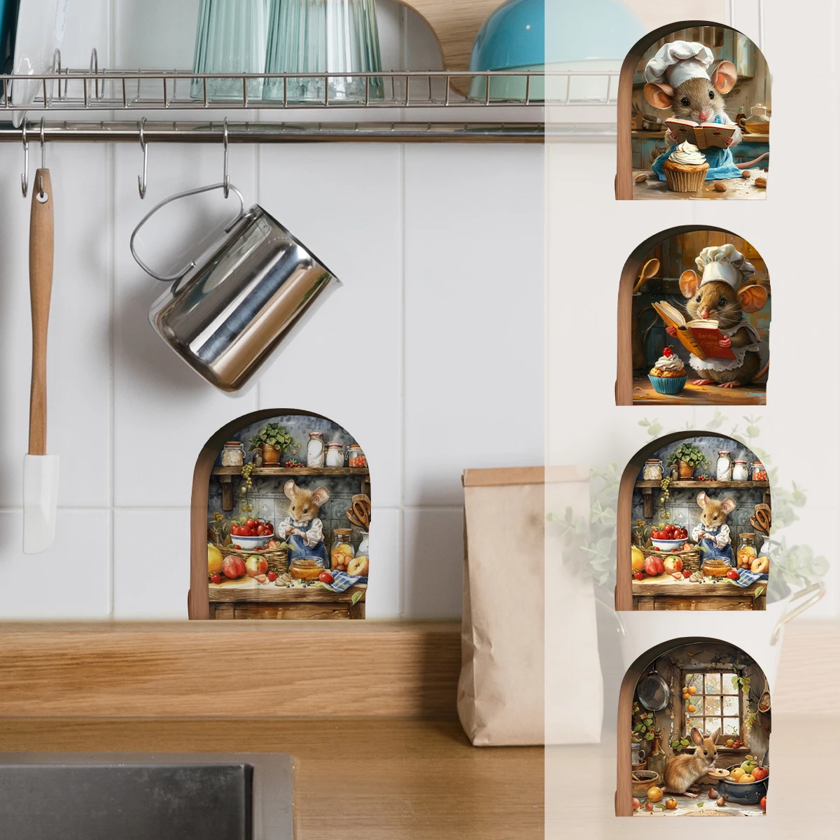 1 Шт. Разноцветные Наклейки На Стену С Иллюстрацией Джемма И Торта Милая Мышь