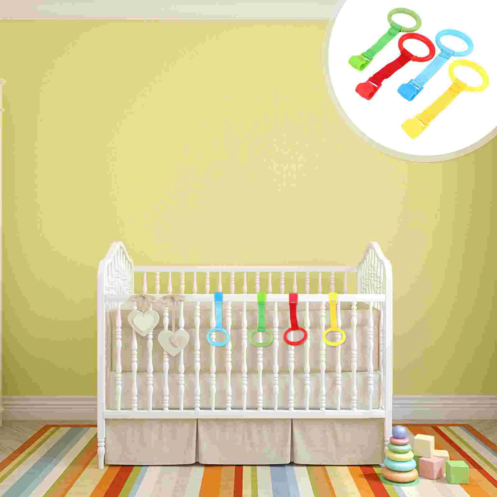 

Baby Pull Ring Rings Up Stand Crib Toddler Playpen Assistant Walking Standing Hand Handles For Toys Accessories Bed Learning