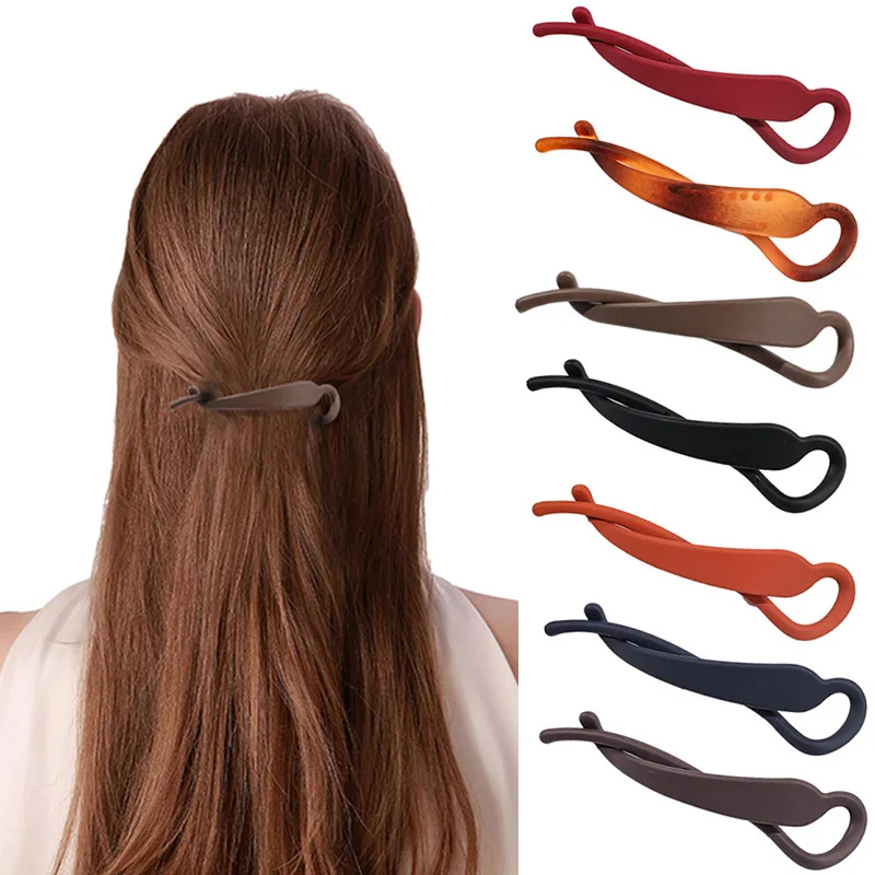 

Fashion Simple Acrylic Hairpin Frosted Banana Clip Vertical Clip Solid Color Twist Clip Ponytail Headwear Hair Accessories