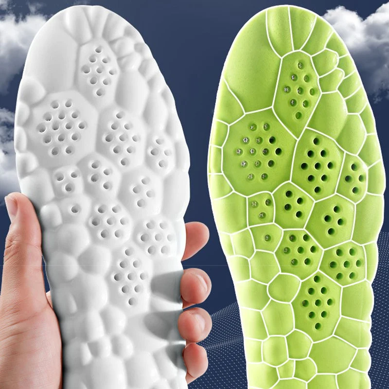 4D Latex Sport Insoles Soft High Elasticity Shoe Pads Breathable Deodorant Shock Absorption Cushion Arch Support Insole for Feet