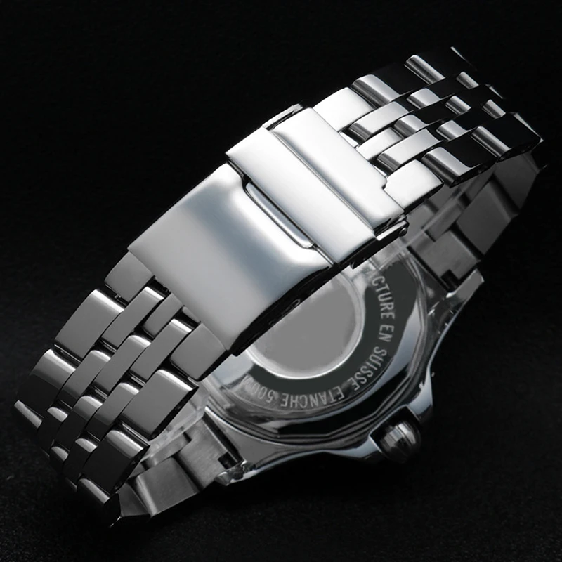 22mm 24mm High Quality Stainless Steel Watchband For Breitling Watch Strap Men's Bracelet Push-Button Hidden Clasp Logo On