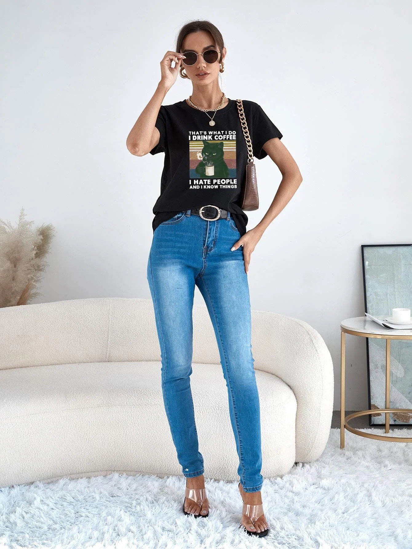

Cherry Invasion O-Neck Cartoon Printed Casual Summer T-Shirt Top Tee for Women