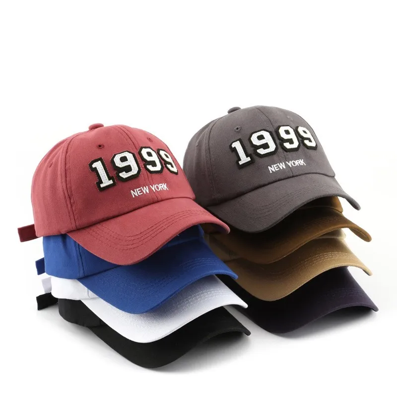 

Four Seasons Cotton Baseball Cap 1999 Digital Embroidered Hats Adjustable Unisex Outdoor Sports Running Riding Plain Cap