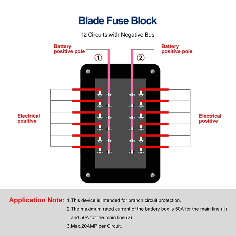 12V 32V Car Boat Fuse Box Holder With 6 Ways 12 Blade Block &amp Warning Indicator Power Distribution Panel Board | Автомобили и