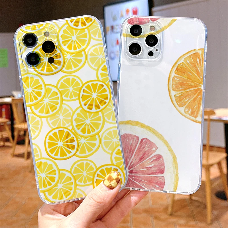 

Lemon Grapefruit For iPhone 12 Case 11 13 Pro Max Mini Pro Max X XR XS Max 8 7 6 6S Plus SE 2020 Silicone Protective Clear Cover