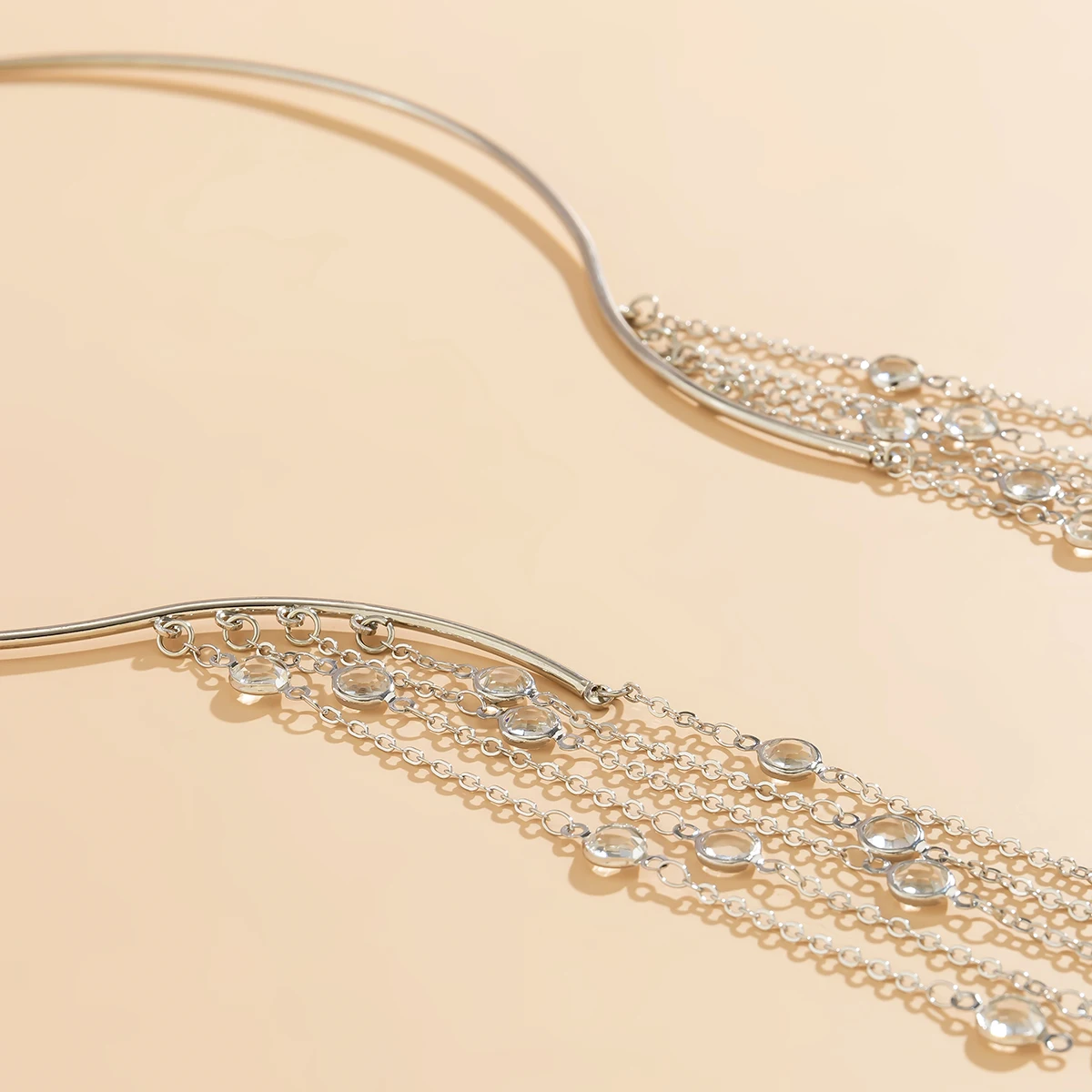 Цепочка Женская Длинная с цепочкой и кристаллами