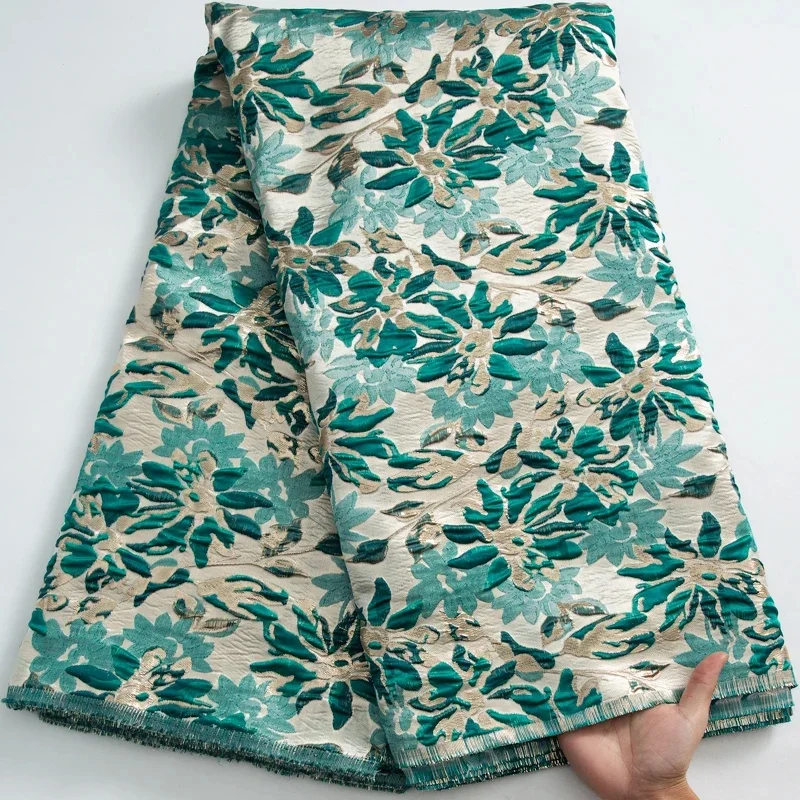 Высококачественная африканская зеленая жаккардовая кружевная ткань 2024 приятная