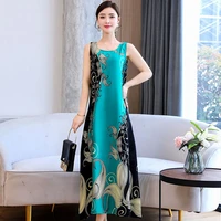 elegant vintage floral print straps sleeveless dress 2022 spring summer new casual fashion loose oversized tank midi dress robe